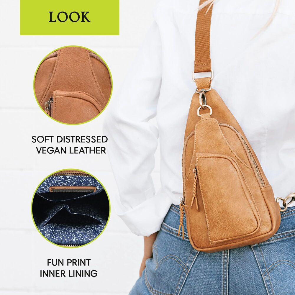 4065 Antik Kraft Tasha Crossbody Sling Tan | Vegan Leather Crossbody Bag View 4